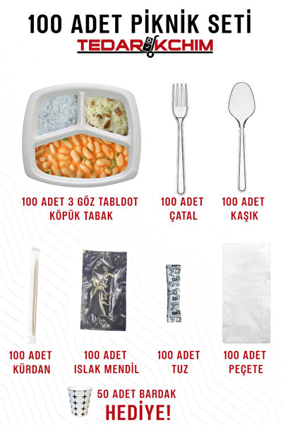 CHS 100 3 Gözlü Tabilot /100 Çatal/100 Kaşık/100 Kürdan/100 Kolonyalı Mendil/...