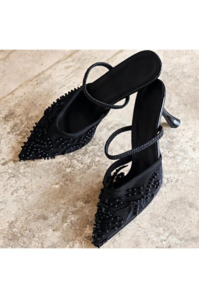 runa shoes File Tulle Detailed Embroidered Heeled Evening Dress Shoes