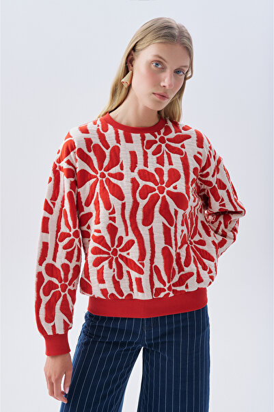 Mudo Patterned Oversize Crewneck Sweatshirt