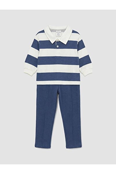 LC Waikiki Ecru Baby Boy Polo Collar T-Shirt and Pants (S6)