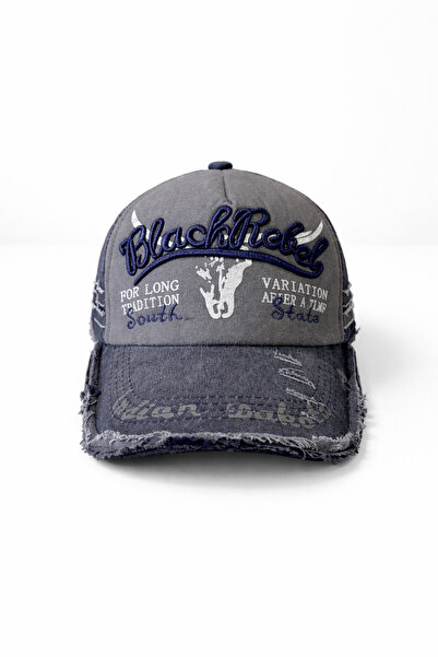 FEEMELS Vintage Look Denim Hat with Embroidery - Unisex Casual Baseball Cap