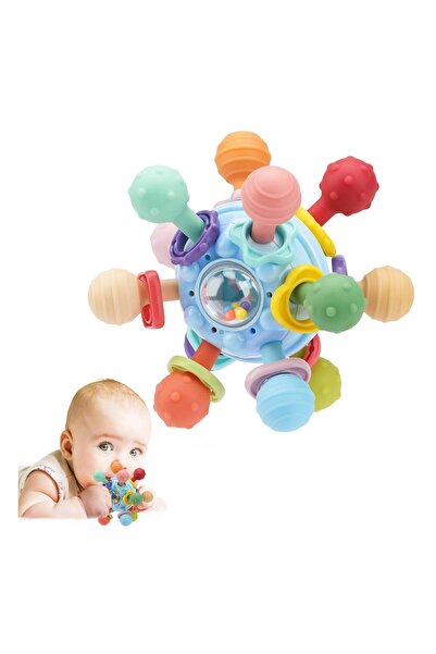 Viacare Minge senzorială Montessori pentru dentiție cu zornăitoare, jucărie d...