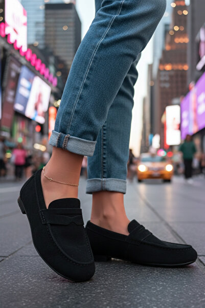 LUXEON Women's Black Daily Imported Suede Loafer Casual Orthopedic Lightweigh...