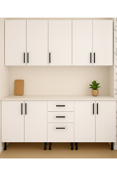 Brahsloff Bucatarie 200 cm mdf lucios bianco