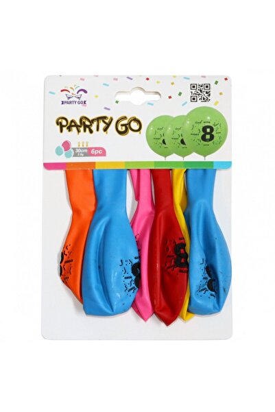 MC Micostore Baloane aniversare PartyGo cifra 8, 30cm, imprimate, diverse cul...