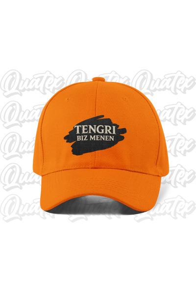 QUATEX Tengri Biz Menen Embroidered Turkish Hat - Orange Color 100% Cotton Ga...