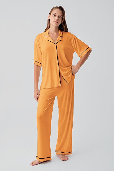 Artış Κοντομάνικο Σετ Πιτζάμες Oversize με Κουμπιά από Εύκαμπτο Βισκόζη