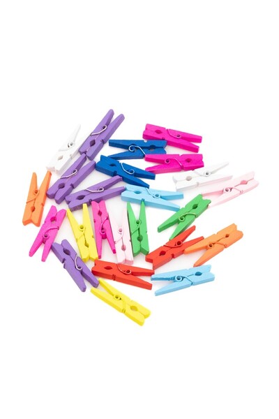 Colorarte Accesorii creatie - lemn - carlig, diverse culori, 3cm, set 24 buc,