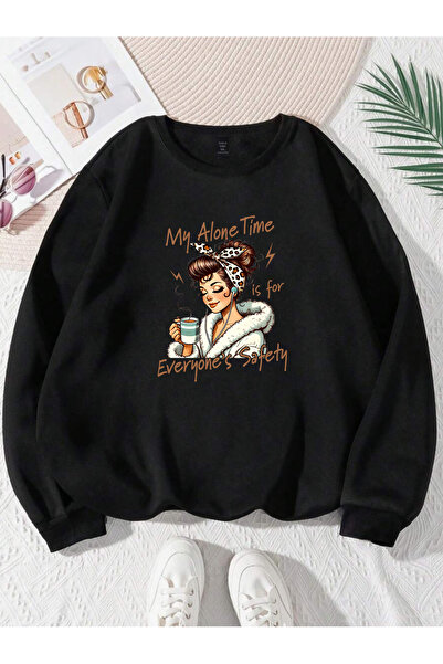 SUNFREE Mix Mom Printed Crew Neck Cotton Sweatshirt