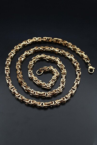 Prestige Paslanmaz Çelik Kral Model Kolye Zincir Altın Kaplama 4Mm 902603