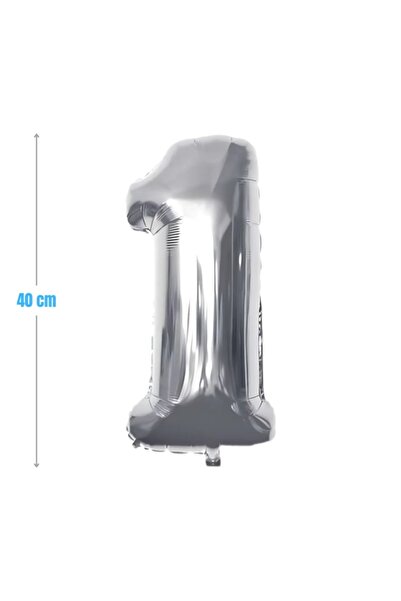 MC Micostore Baloane aniversare PartyGo cifra 1, 40cm, argintiu, FB0002