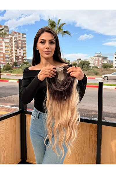 aura peruk Dip açık kahve tonundaki platin ombreli tepelik modelimiz