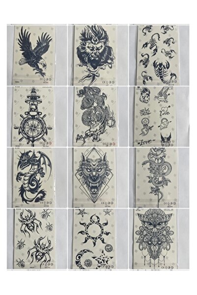 Airbrush Tattoo Toptan 50 Adet Yarı Kalıcı Yarım Kol 1 Ay Kalıcı Geçici Dövme...