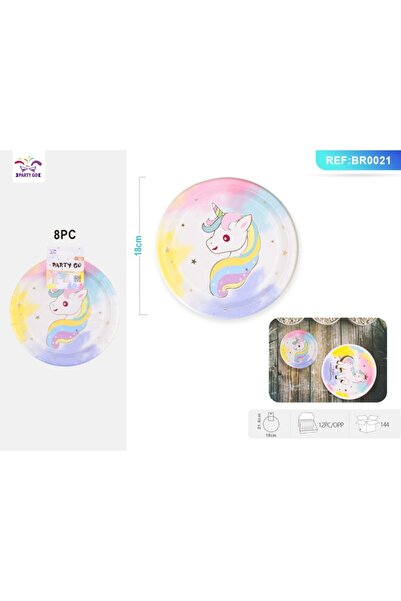 MC Micostore Farfurii aniversare PartyGo, 18cm, carton, imprimeu unicorn, BR0...