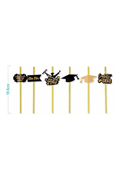 MC Micostore PartyGo drinking straws, 20cm, graduation motifs, DD0096, set of...