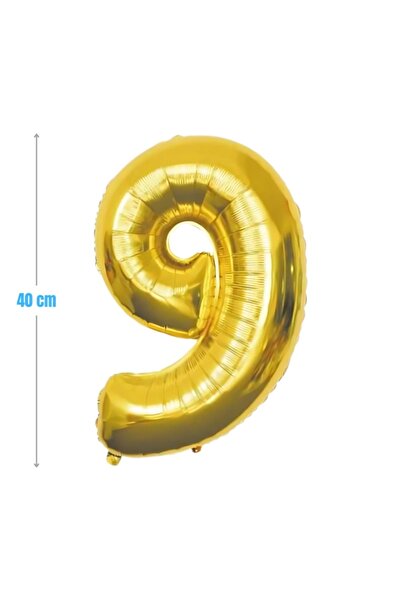 MC Micostore PartyGo birthday balloons number 9, 40cm, gold, FB0020