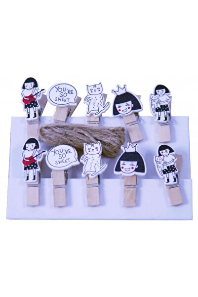 Colorarte Creative accessories wood girl/cat hook, , 3.5cm, set of 10 pieces,
