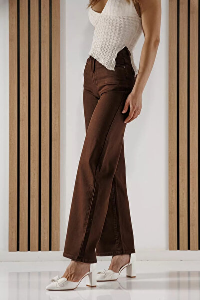 Zaira Ela Women's Wide Leg Jeans Brown #A1347 - 30