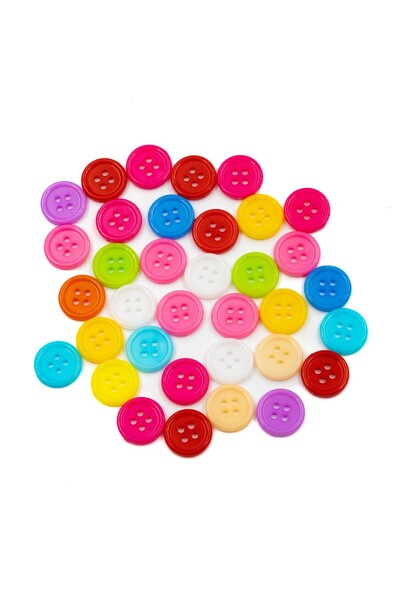 Colorarte Accesorii creatie - nasturi plastic, diverse culori, 15mm, set 35 buc,