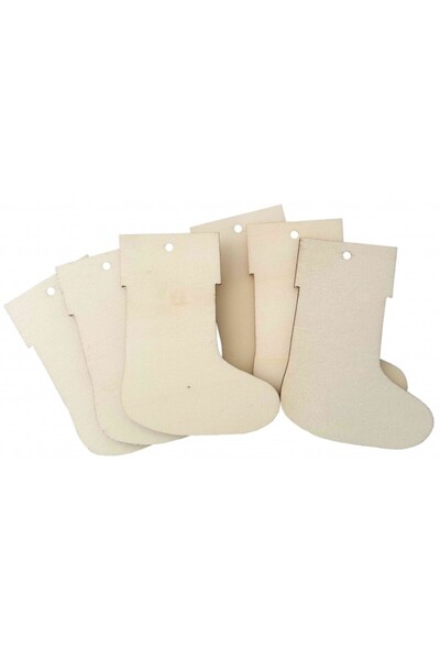 Colorarte Accesorii creatie - lemn decupat - ciorap Craciun, set 6 buc, Color...