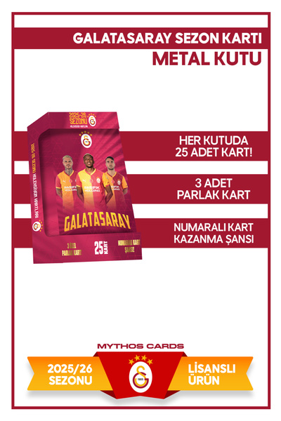 Galatasaray 2025-26 SEZON KARTLARI - METAL KUTU