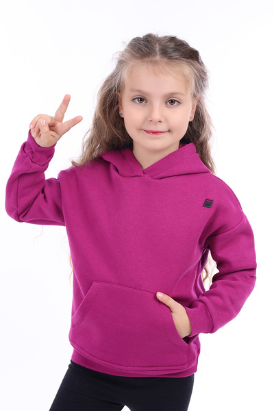 Toontoy Girl's Oversized Hooded Pocket Low Shoulder Printed Sweatshirt - 3 Th...