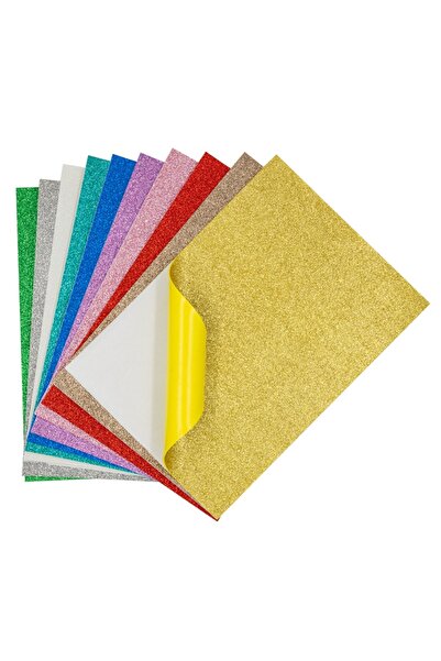 Colorarte Αυτοκόλλητο χαρτί με γόμα A4, με γκλίτερ, 2mm, σετ 10 χρωμάτων,