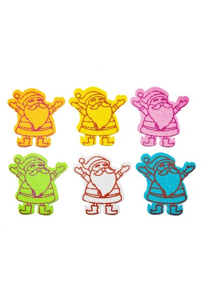 Colorarte Accesorii creatie - Mos Craciun, sticker gumat cu sclipici, set 6 b...