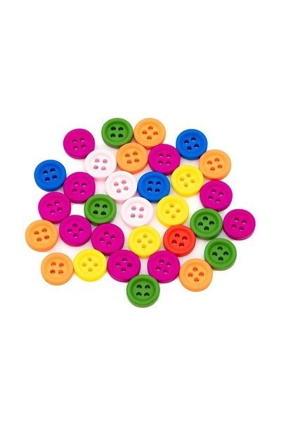 Colorarte Accesorii creatie - lemn - nasturi, 20mm, diverse culori, set 18 buc,