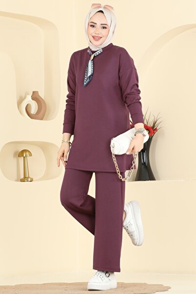 ModaMerve Yakası Fular Detaylı Takım 2783AYD574-MS Bordo