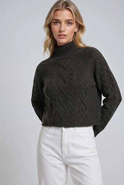 Hiccup Pulover tricotat Mixray cu guler înalt și nervuri groase