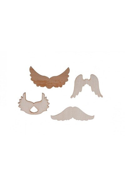 Colorarte Accesorii creatie - lemn - mixt aripi + mustati + coarne, set 20 buc,