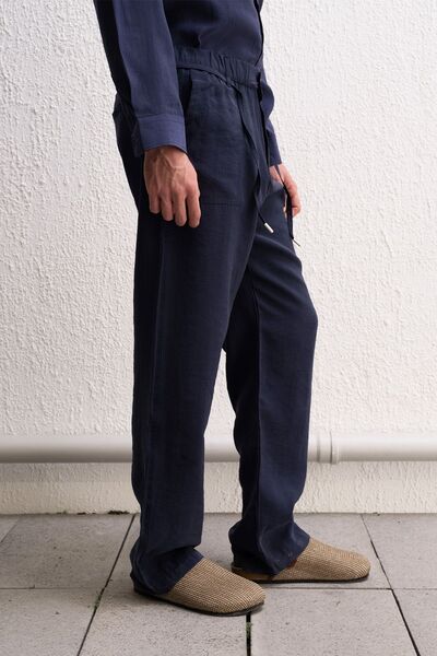 Hiccup Pantaloni GIESTO din Tencel, croială regulată, cu talie cu șnur și det...