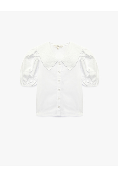 Koton Βαμβακερό πουκάμισο με μανίκια μπαλόνι και γιακά μωρού