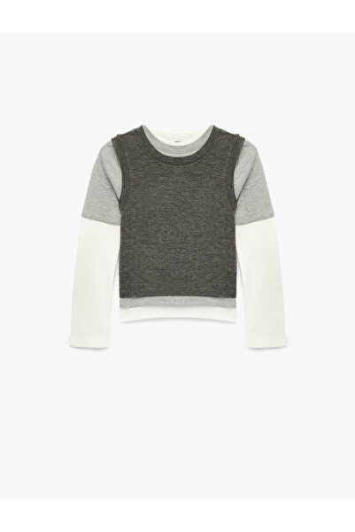 Koton Double Layered Long Sleeve Crew Neck Blouse