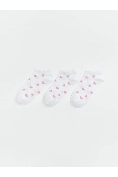 LC Waikiki Kalp Με σχέδιο Γυναικείες κάλτσες μποτάκια 3-τεμαχίων (S6)