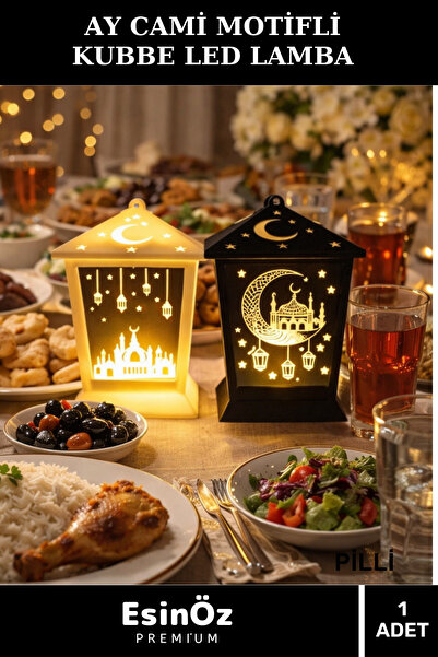 EsinÖz #LEDLamba Ramazan Temalı Ambiyans Sofra Masa Üstü Ay Cami Motifli Kubb...