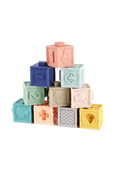 Viacare Set de blocuri senzoriale moi pentru bebeluși – Cuburi educative text...