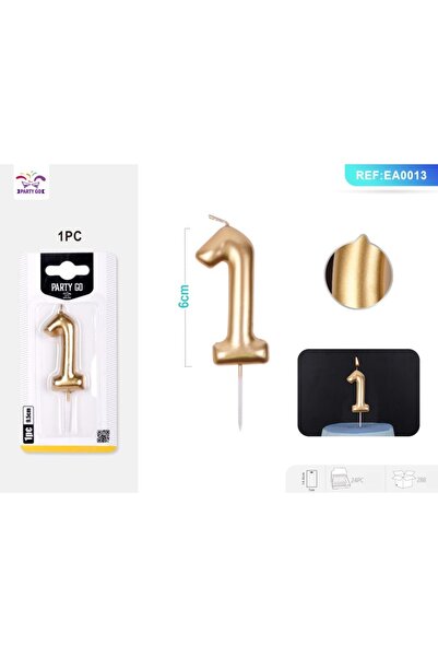 MC Micostore Birthday candles for cake PartyGo number 1, 6cm, gold, EA0013