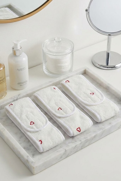 Valmia Home Set of 3 Adjustable Velcro Towel Headbands - 100% Cotton Makeup, ...