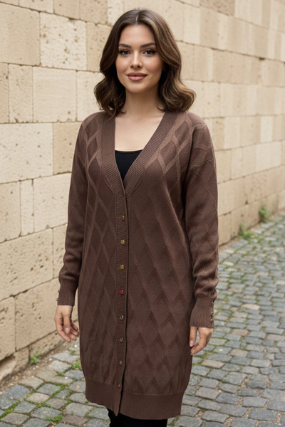 benguen Patterned Cardigan N3290 Mink