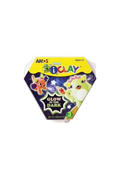 Amos Plastilina iClay IC18P3-GD, 18g, roz fosforescent, verde fosforescent, p...