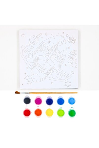 Colorarte Set pictura pe panza imprimata 15.5x15.5cm, Nava spatiala - acuarel...