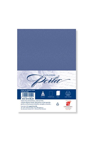 Colorarte Special colored cardboard A4 Perla, 250g/m2, pearl blue, top 50 sheets