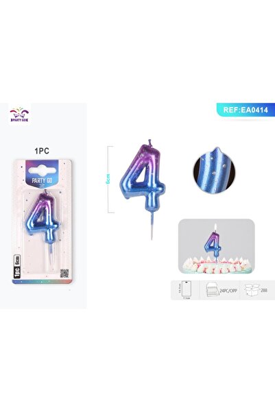 MC Micostore PartyGo birthday cake candles number 4, 6cm, purple / blue, EA0414
