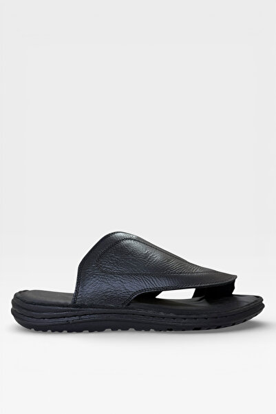 Liger Men's Genuine Leather Flip Flops Black