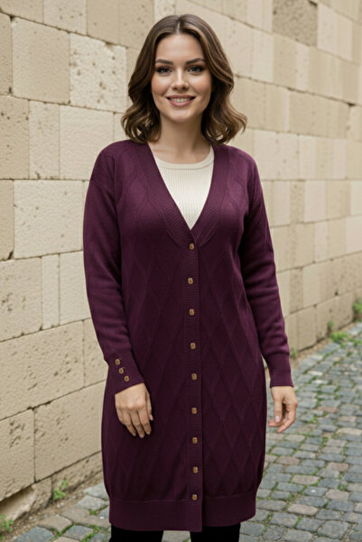 benguen Patterned Cardigan N3290 Claret Red