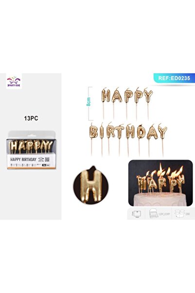 MC Micostore Partygo happy birthday, gold, ed0235, birthday cake candles for ...
