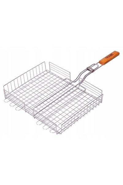 Kamille SKAUT grill net 36cm with side walls and wooden handle