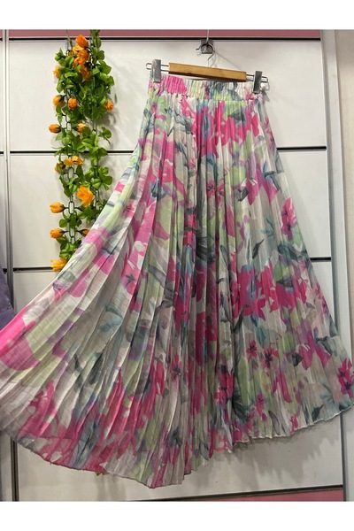 edu collection Patterned Chiffon Bell Skirt with Lining